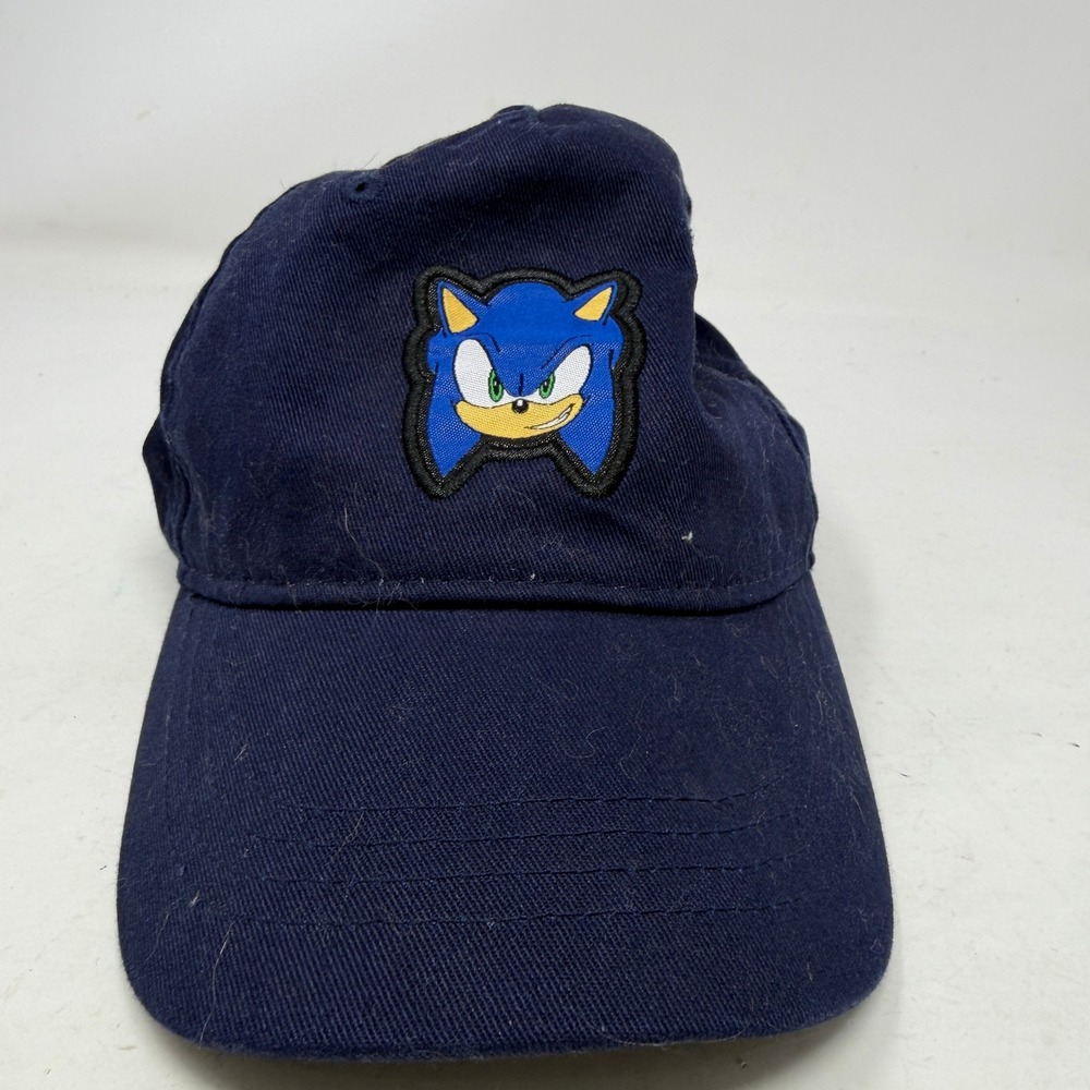 Sonic the Hedgehog Hat Unisex OS Baseball Cap Navy Blue Embroidered SEGA EUC
